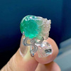 魅晶天然戒面料晶体，通透红绿西瓜碧玺雕刻貔貅戒指