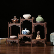 鸡翅木博古架中式小多宝阁茶具架子，实木置物架茶壶架摆件架展示架