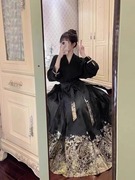 新中式国风汉服古装改良v领上衣女春季搭配黑色马面裙日常两件套