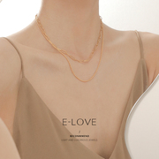 欧美小众设计高级感复古金属，双层链条项链，女个性冷淡风锁骨毛衣链