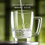 进口耐高温玻璃茶杯透明家用泡绿茶杯加厚带把水杯办公室待客套装