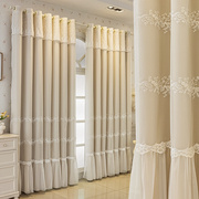 简约现代窗帘遮光轻奢卧室窗，帘布纱一体双层绣花飘窗客厅成品