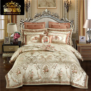 欧美式高档床上用品贡缎提花4件套奢华别墅样板房婚庆六八十被套