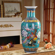 定制景德镇陶瓷花瓶现代中式金色，龙凤落地大，花瓶家居客厅工