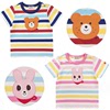 miki短袖24夏款短袖 日系男女儿童装HB熊兔贴布彩条色织纯棉T恤