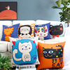 韩式可爱卡通猫咪棉麻，抱枕靠枕套北欧沙发腰枕汽车办公室飘窗靠垫