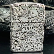 zippo之宝防风打火机 纯银机五面环绕雕刻唐草富贵花男士礼物