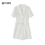 gcrues春装连体裤小个子，2024年白色连体，短裤女雪纺宽松阔腿裤