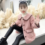 女童秋冬外套2022秋季韩版时尚仿羊羔，毛大衣(毛，大衣)洋气中长款毛毛衣(毛毛衣)