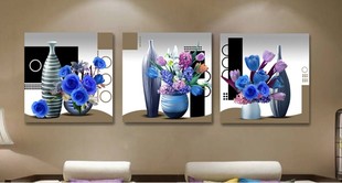 大客厅沙发背景墙装饰画现代简约居家时尚中美Q式冰晶无框画九条