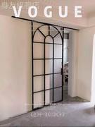 定制厨房法式复古老钢窗推拉门卫生间单扇窄边吊轨移门隔断超白玻