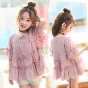 女童娃娃衫夏装儿童韩版时尚，童装短袖公主上衣中大童套头宝宝衬衫