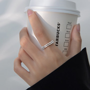 s925纯银戒指女个性食指，中指戒小众设计感简约可调节指环素银手饰
