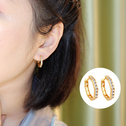 2021韩国圈菱形耳扣带钻时尚，耳耳圈女气质韩国金色环(金色环)2021潮