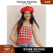 teenieweenie小熊奥莱格纹毛衣背心，女秋冬女毛衫马甲内搭