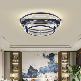 现代简约中式蓝色客厅亚克力吸顶灯个性创意餐厅书房卧室配套灯具