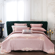 速发欧式床上用品四件套粉色高档结婚庆全棉纯棉刺绣床品套件