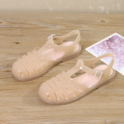 2023年凉鞋女款夏季塑料包头网红胶鞋，罗马果冻鞋编织猪笼鞋