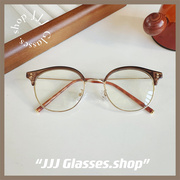 jjjshop“玳瑁框素颜眼镜框，女高级感板材奶，茶色显白眼镜纯钛鼻托