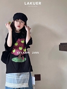 韩童装2024春夏装男女童纯棉短袖T恤中大童个性设计感苹果树