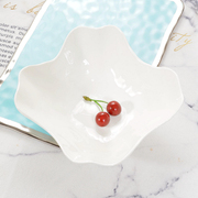 北欧风格白色釉下彩瓷器餐碗 水果沙拉碗 纯色碗 7英寸工艺碗瑕疵