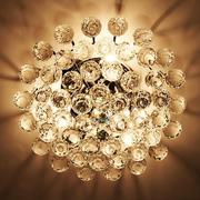 金色铬色水晶灯客厅灯圆形，大气卧室灯现代简约水晶吸顶灯走廊玄关