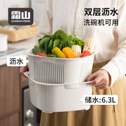 霜山洗菜盆沥水篮家用厨房，多层洗水果米可叠加菜篮子洗碗机可用