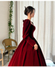 红色敬酒服新娘大气冬季长袖，高级晚礼服女年会，订婚平时可穿小个子