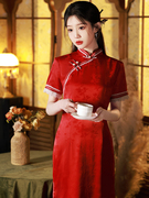 新中式改良红色个旗袍新娘敬酒服年轻款少女订婚结婚连衣裙回门