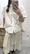 851韩版甜美宽松设计感高腰，气质日系复古休闲衬衣时尚衬衫上衣