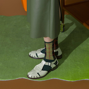 joanland经典英伦配色大方格子，女士中筒袜日系堆堆袜高端竹纤维