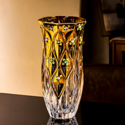 欧式手工描金珐琅水晶玻璃花瓶水培高身花瓶家居装饰花瓶摆件