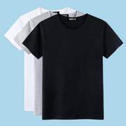 短袖T恤男纯色素色纯黑色全黑全白简单丅夏季纯白体恤上衣服半袖