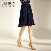 LEIHON/李红国际夏装裙子高端高腰妈妈百褶半身短裙W16075B