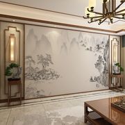 新中式山水壁画客厅电视，背景墙壁纸沙发影视，墙纸卧室墙布2023壁