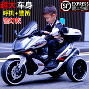 超大号儿童电动摩托车双驱男女小孩充电摩托宝宝警车款电动玩具车
