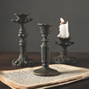 法式古典烛台树脂摆件欧式复古怀旧陈列拍摄道具工艺蜡烛摆台家用
