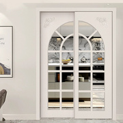 法式拱形推拉门实木复合烤漆门阳台客厅，厨房餐厅玻璃门吊轨木门