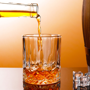 威士忌酒杯家用欧式水晶玻璃洋酒杯，创意ins风，八角啤酒杯酒吧套装