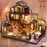 diy小屋日式大型古风别墅，手工制作房子，建筑模型拼装生日礼物男女