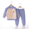 男宝宝加绒一体绒保暖衣套装开衫婴儿童男童1岁外套衣服秋衣8个月