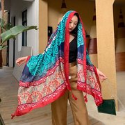 红色m纱巾沙漠民族风披肩围巾两用海边防晒沙滩丝巾超大女旅游拍.