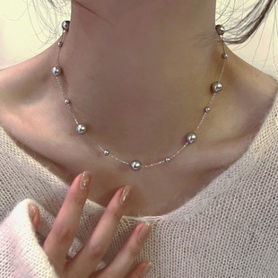 原创星际满天星S925银珍珠项链毛衣链间珠通勤质感女高级设计间珠