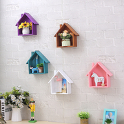 墙上可爱小房子木置物架儿童，房幼儿园装饰品卧室隔板摆设花架壁挂