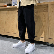 欧洲站加长版裤子男春秋宽松运动裤，高个子(高个子，)休闲长裤束脚裤卫裤