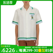 casablancatennisclub男士，时尚休闲丝绸，短袖衬衫衬衣ss24