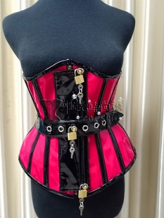 发布红色漆皮宫廷束腰哥特式收腹马甲corset钢骨，束身衣瘦身衣