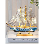 儿童男孩房间装饰品摆件一帆风顺帆船模型客厅装饰品木质生日礼物