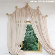 「浅唱e」穹顶式弧形窗纯色麻纱纱帘客厅卧室窗帘隔断窗门帘