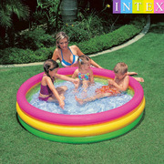 INTEX 小孩家庭充气游泳池圆形荧光三环充气水池宝宝波波海洋球池